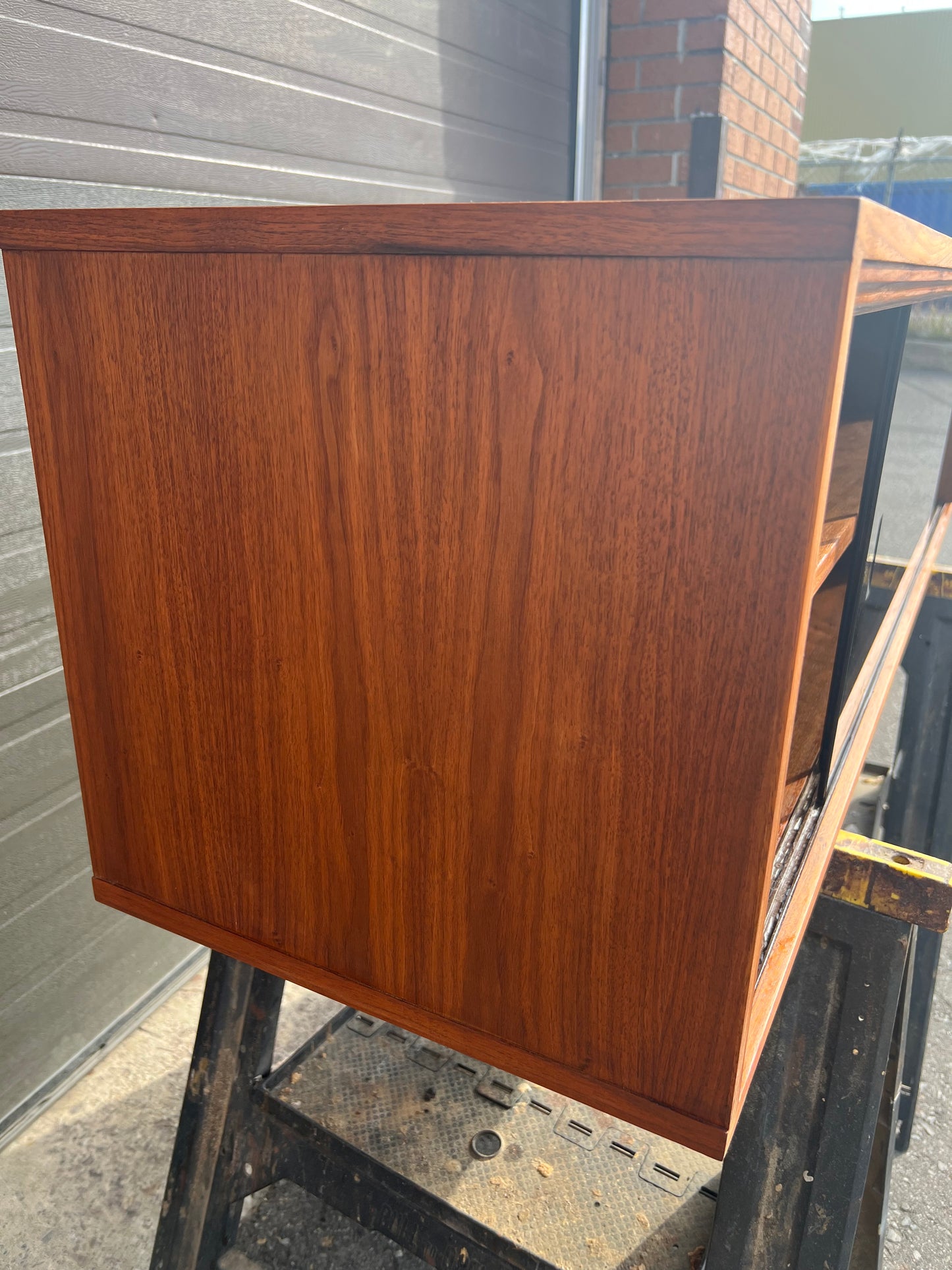 REFINISHED Mid Century Modern Walnut Wall Mounted Floating Cabinet 60"