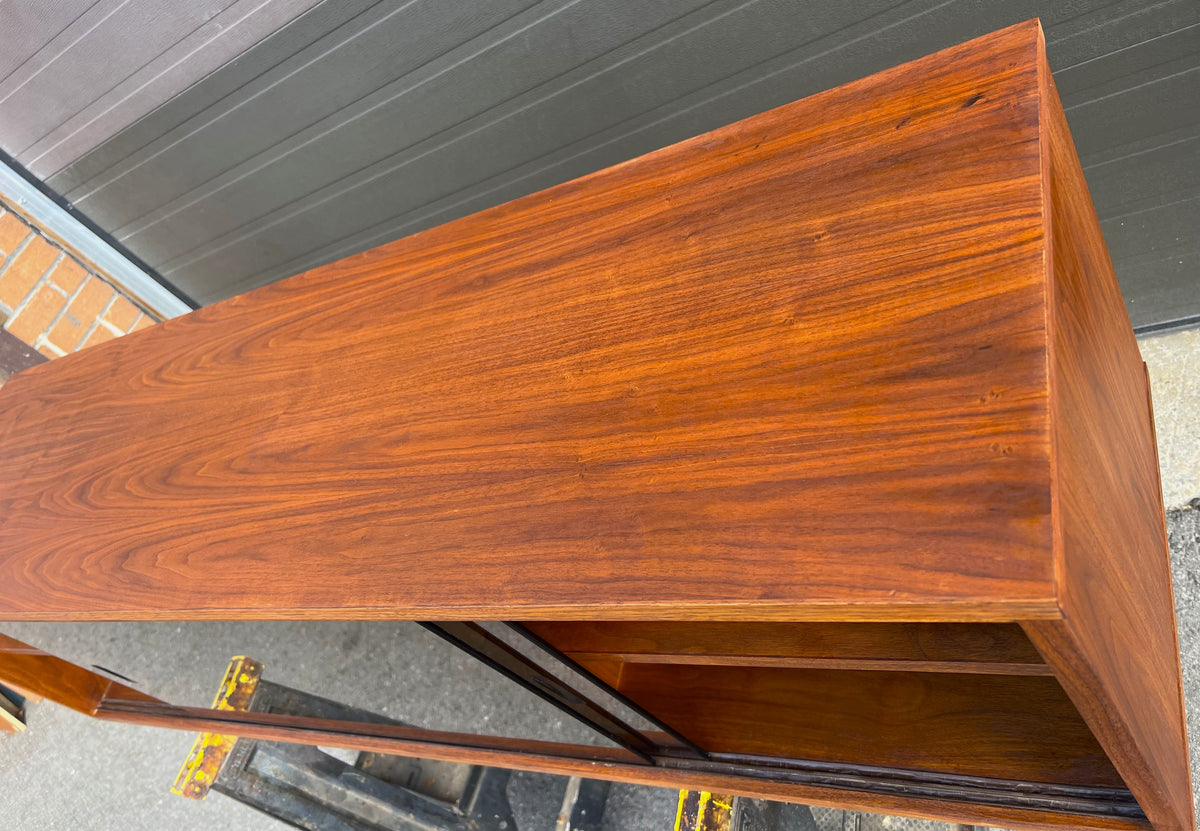 REFINISHED Mid Century Modern Walnut Wall Mounted Floating Cabinet 60