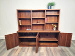 REFINISHED Mid Century Modern Walnut Cabinet w Shelving 79