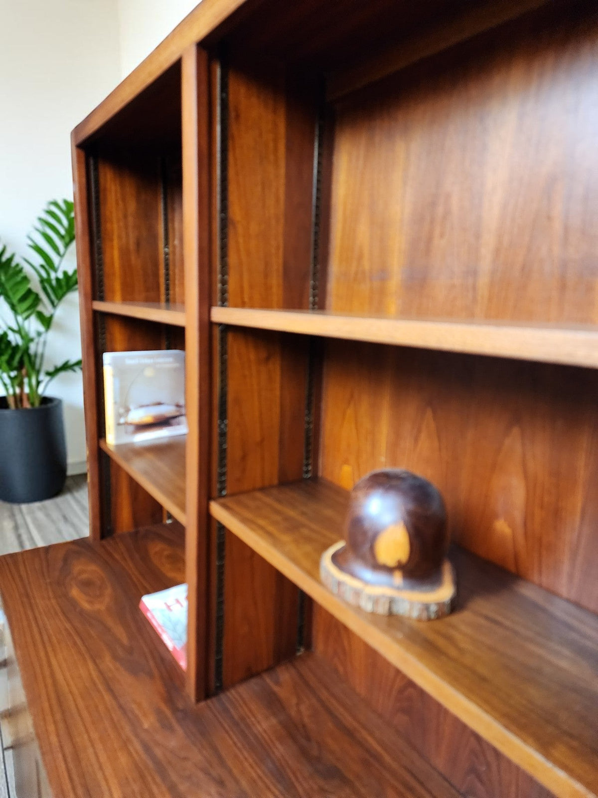 REFINISHED Mid Century Modern Walnut Cabinet w Shelving 79