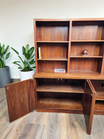 REFINISHED Mid Century Modern Walnut Cabinet w Shelving 79