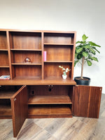 REFINISHED Mid Century Modern Walnut Cabinet w Shelving 79