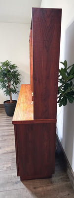 REFINISHED Mid Century Modern Walnut Cabinet w Shelving 79