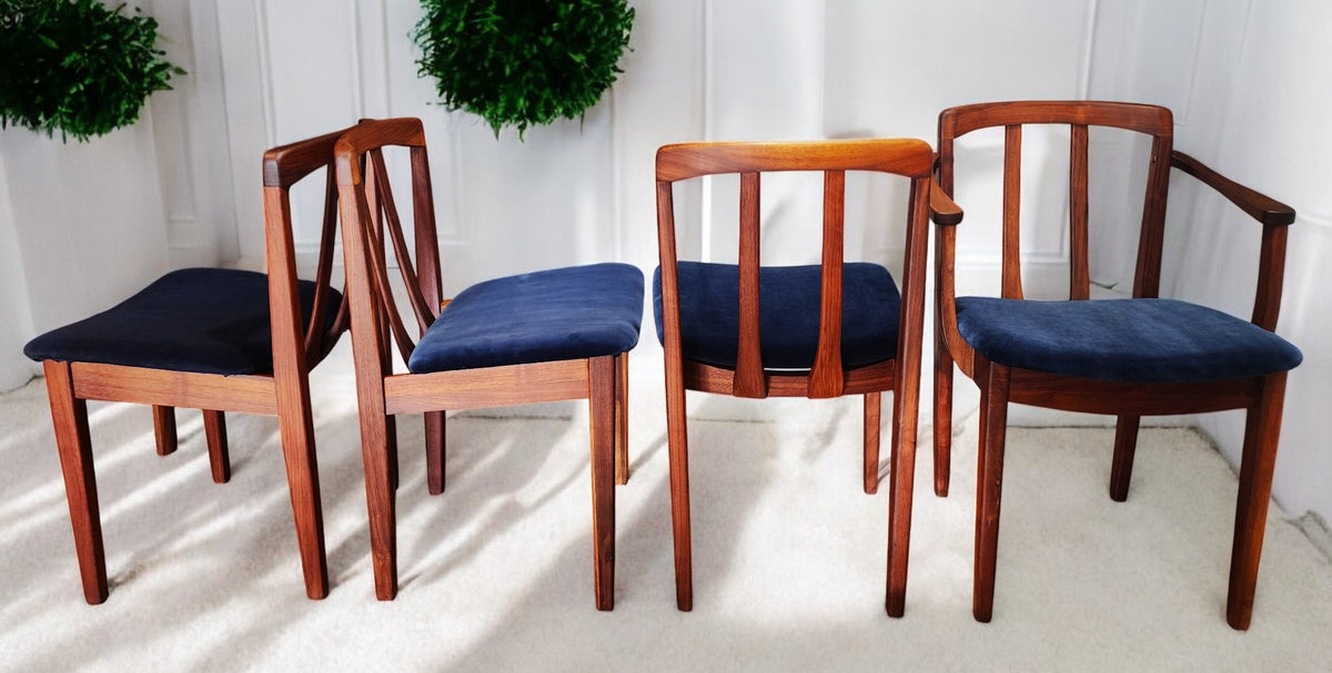 4 REFINISHED REUPHOLSTERED MCM Walnut Chairs by Honderich