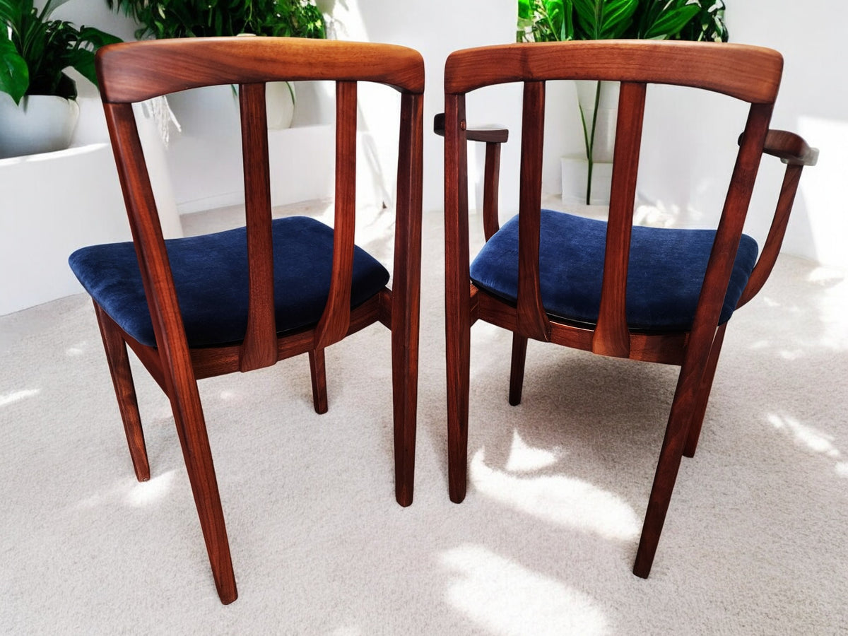 4 REFINISHED REUPHOLSTERED MCM Walnut Chairs by Honderich