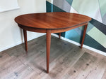 REFINISHED Mid Century Modern Walnut Dining Table Oval w 3 Leaves 60