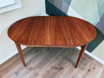 REFINISHED Mid Century Modern Walnut Dining Table Oval w 3 Leaves 60
