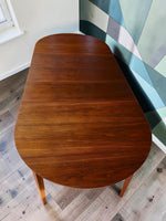 REFINISHED Mid Century Modern Walnut Dining Table Oval w 3 Leaves 60