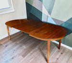 REFINISHED Mid Century Modern Walnut Dining Table Oval w 3 Leaves 60