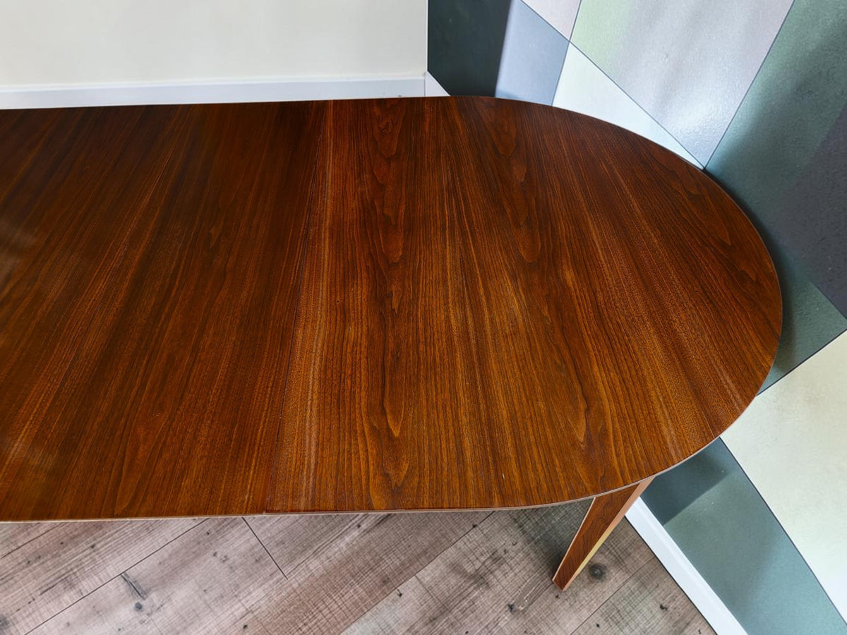 REFINISHED Mid Century Modern Walnut Dining Table Oval w 3 Leaves 60
