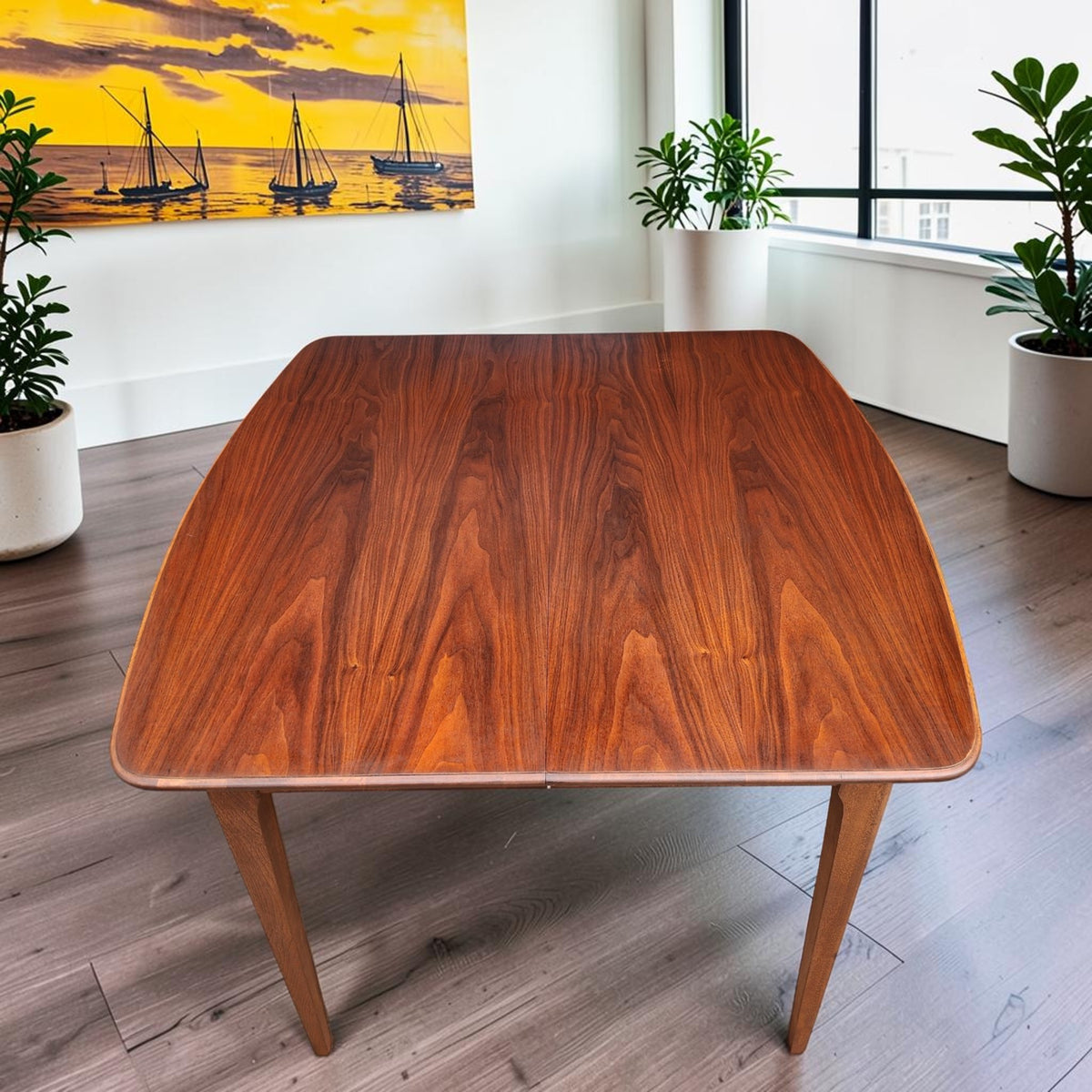 REFINISHED Mid Century Modern Walnut Dining Table w 3 Leaves 38