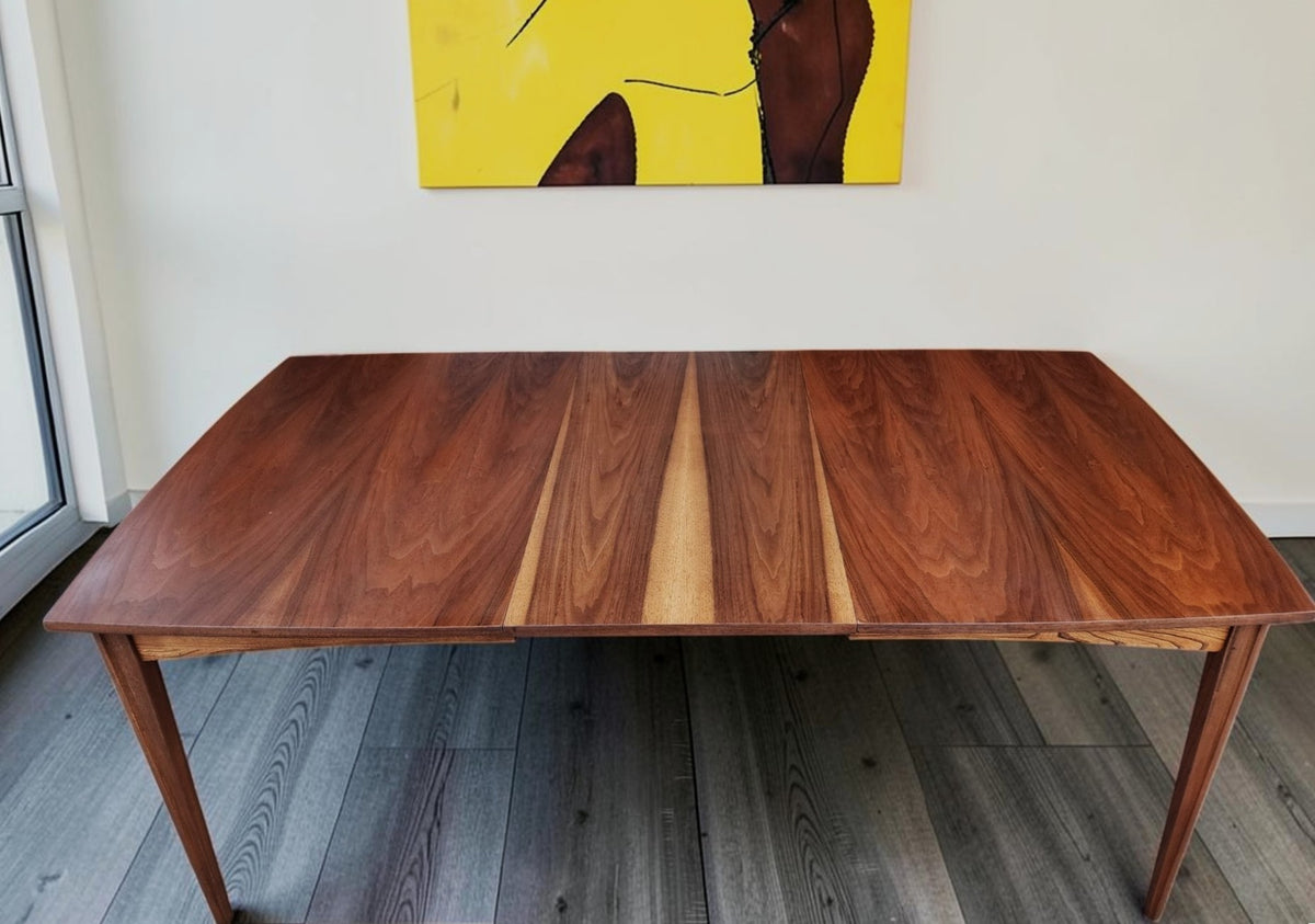 REFINISHED Mid Century Modern Walnut Dining Table w 1 Leaf 54