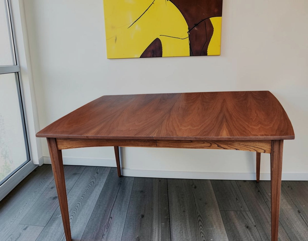 REFINISHED Mid Century Modern Walnut Dining Table w 1 Leaf 54