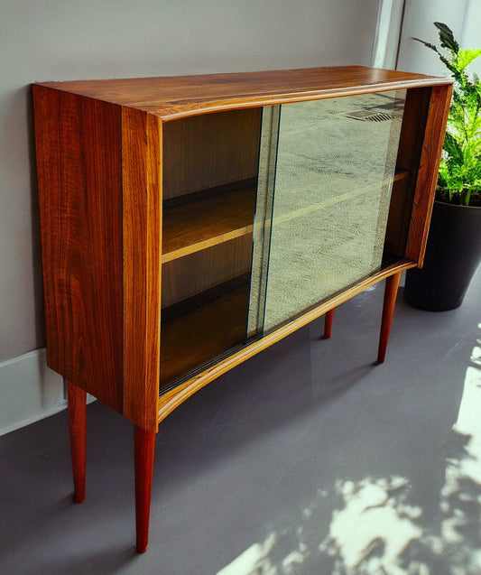 REFINISHED Mid Century Modern Walnut & Ash Bookcase 4 ft