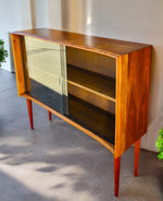 REFINISHED Mid Century Modern Walnut & Ash Bookcase 4 ft 3