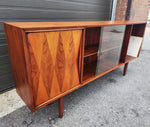 REFINISHED Mid Century Modern Walnut Display/ Bookcase/ Media TV Console 71