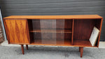 REFINISHED Mid Century Modern Walnut Display/ Bookcase/ Media TV Console 71