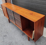 REFINISHED Mid Century Modern Walnut Display/ Bookcase/ Media TV Console 71