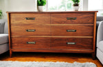 REFINISHED Mid Century Modern Walnut Dresser 6 Drawers by Gibbard 58