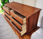 REFINISHED Mid Century Modern Walnut Dresser 6 Drawers by Gibbard 58
