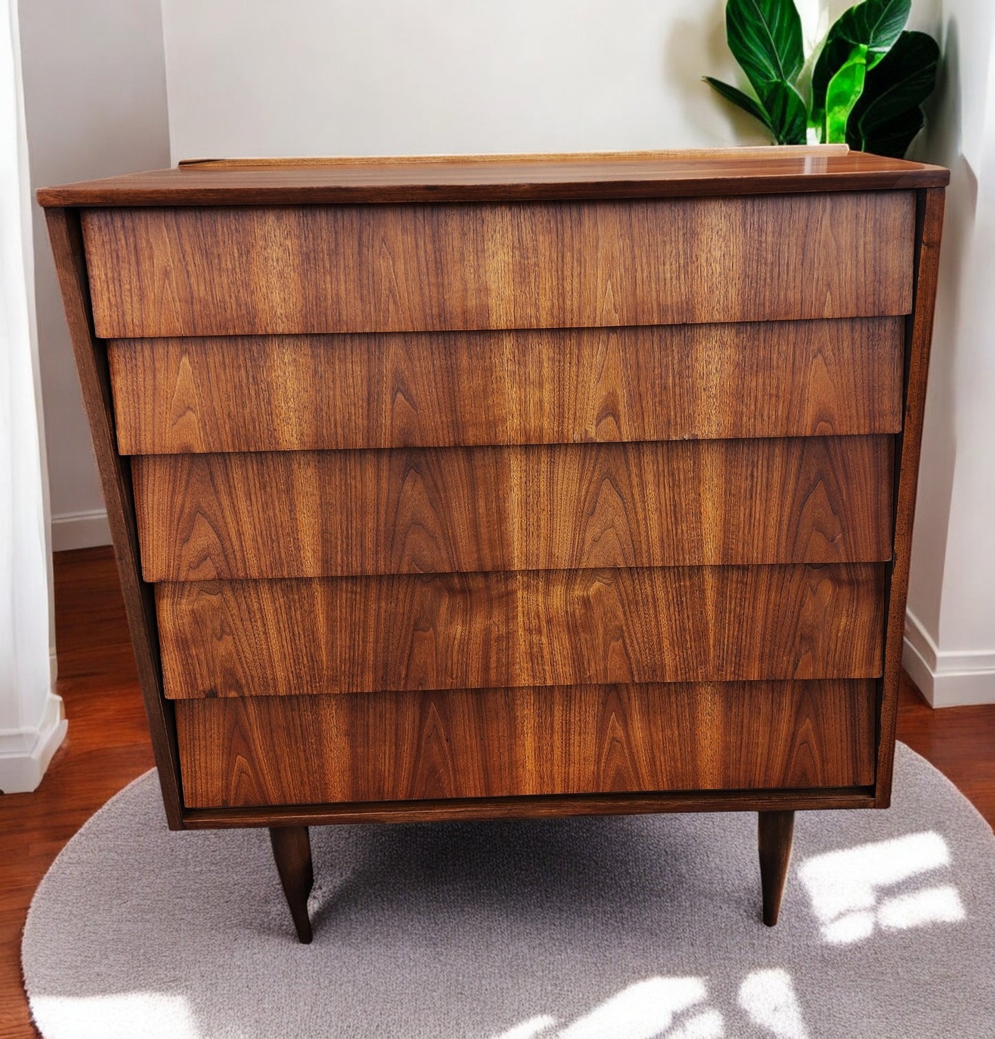 REFINISHED Mid Century Modern Walnut Tallboy