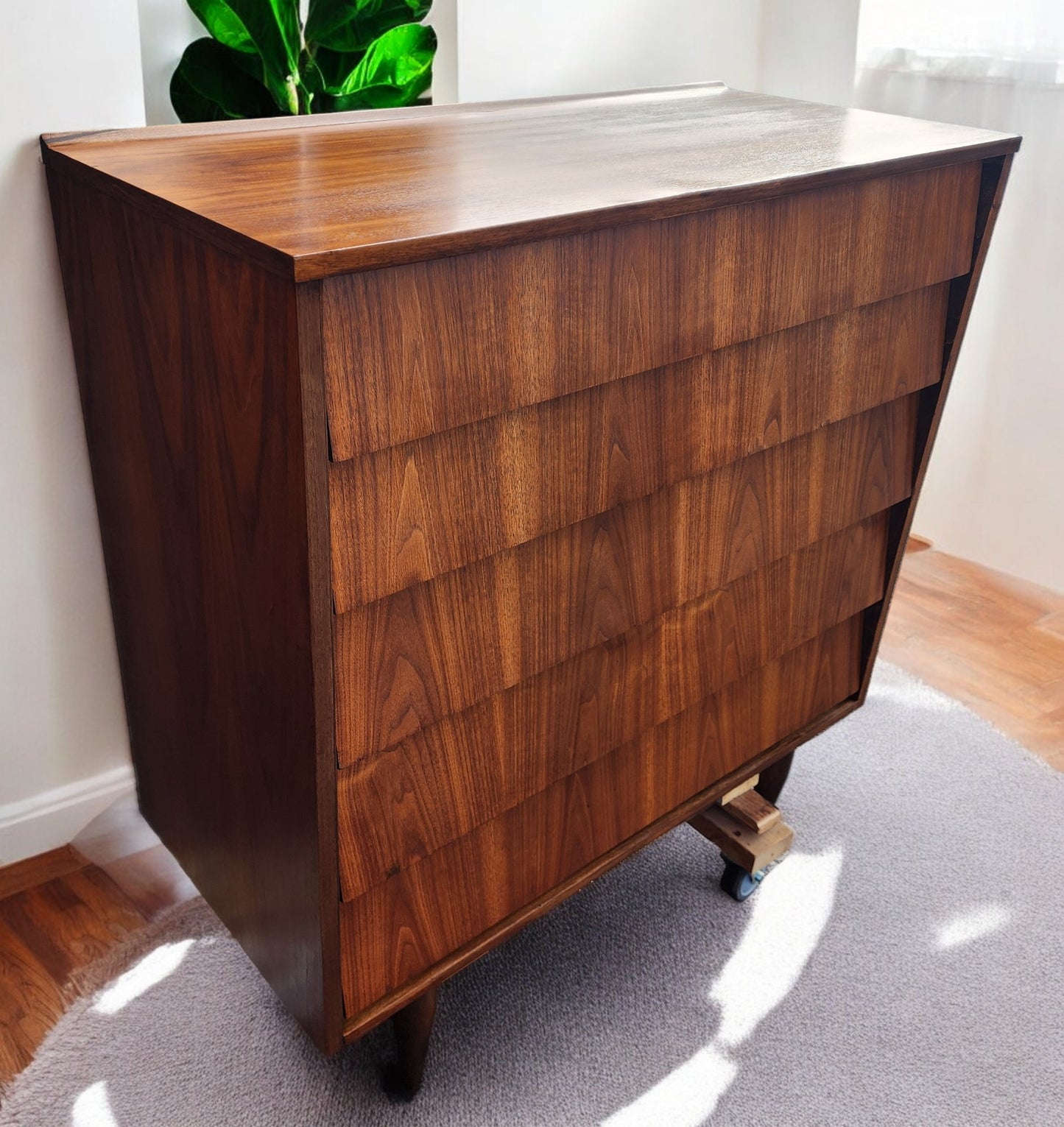 REFINISHED Mid Century Modern Walnut Tallboy