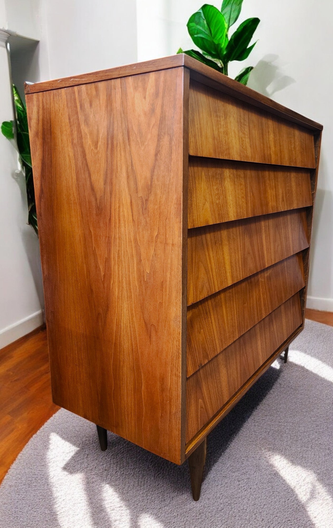 REFINISHED Mid Century Modern Walnut Tallboy