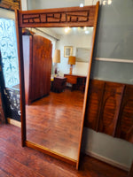 REFINISHED Mid Century Modern Brutalist Solid Walnut Mirror Large 2