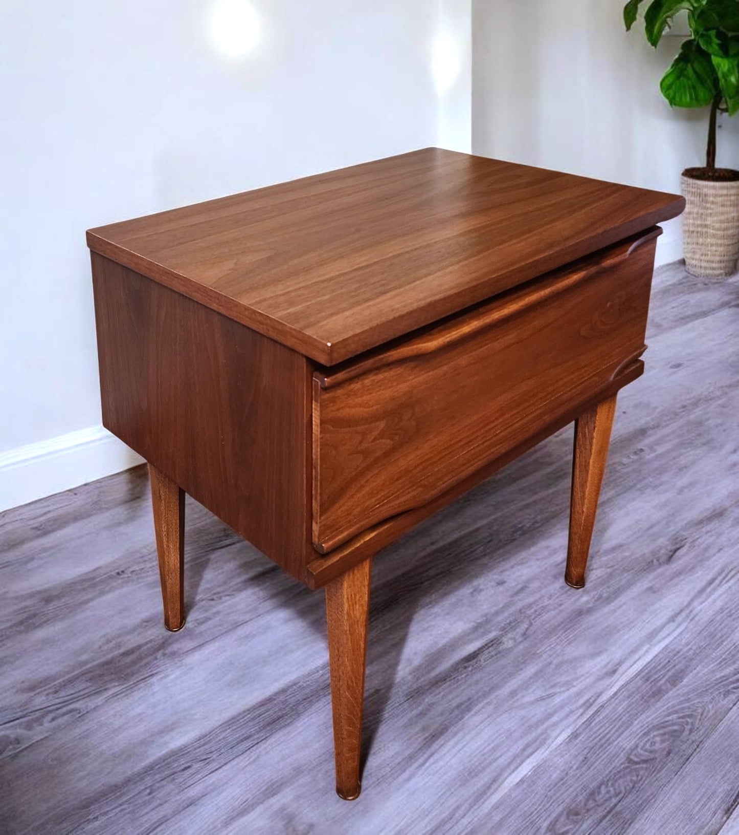 REFINISHED Mid Century Modern Walnut Nightstand