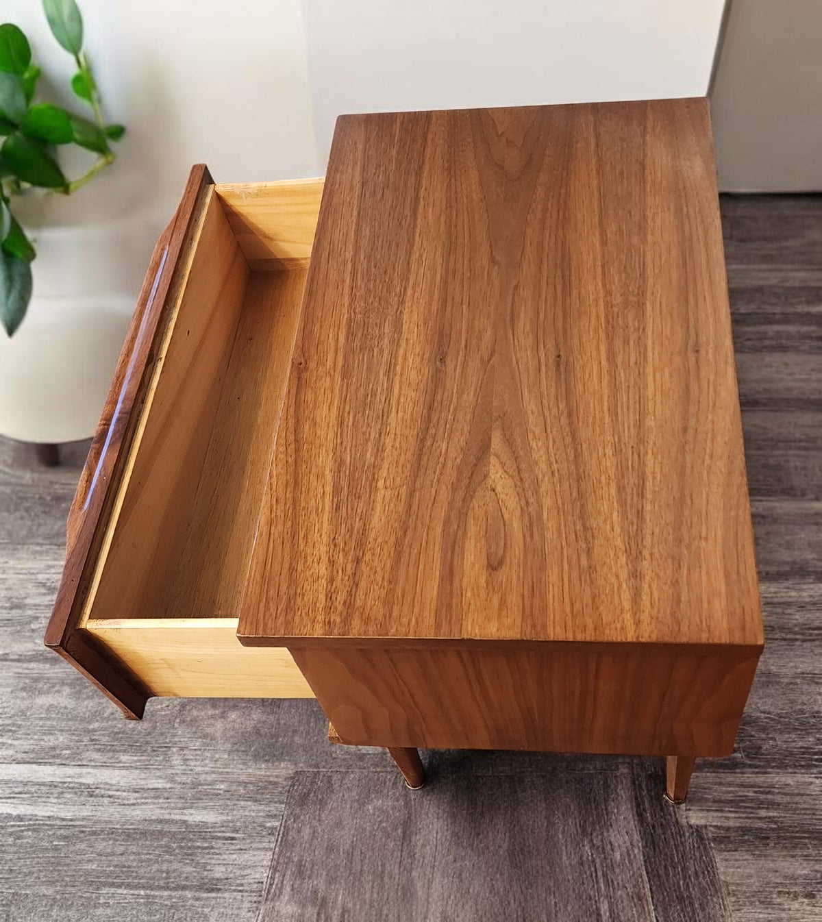 REFINISHED Mid Century Modern Walnut Nightstand