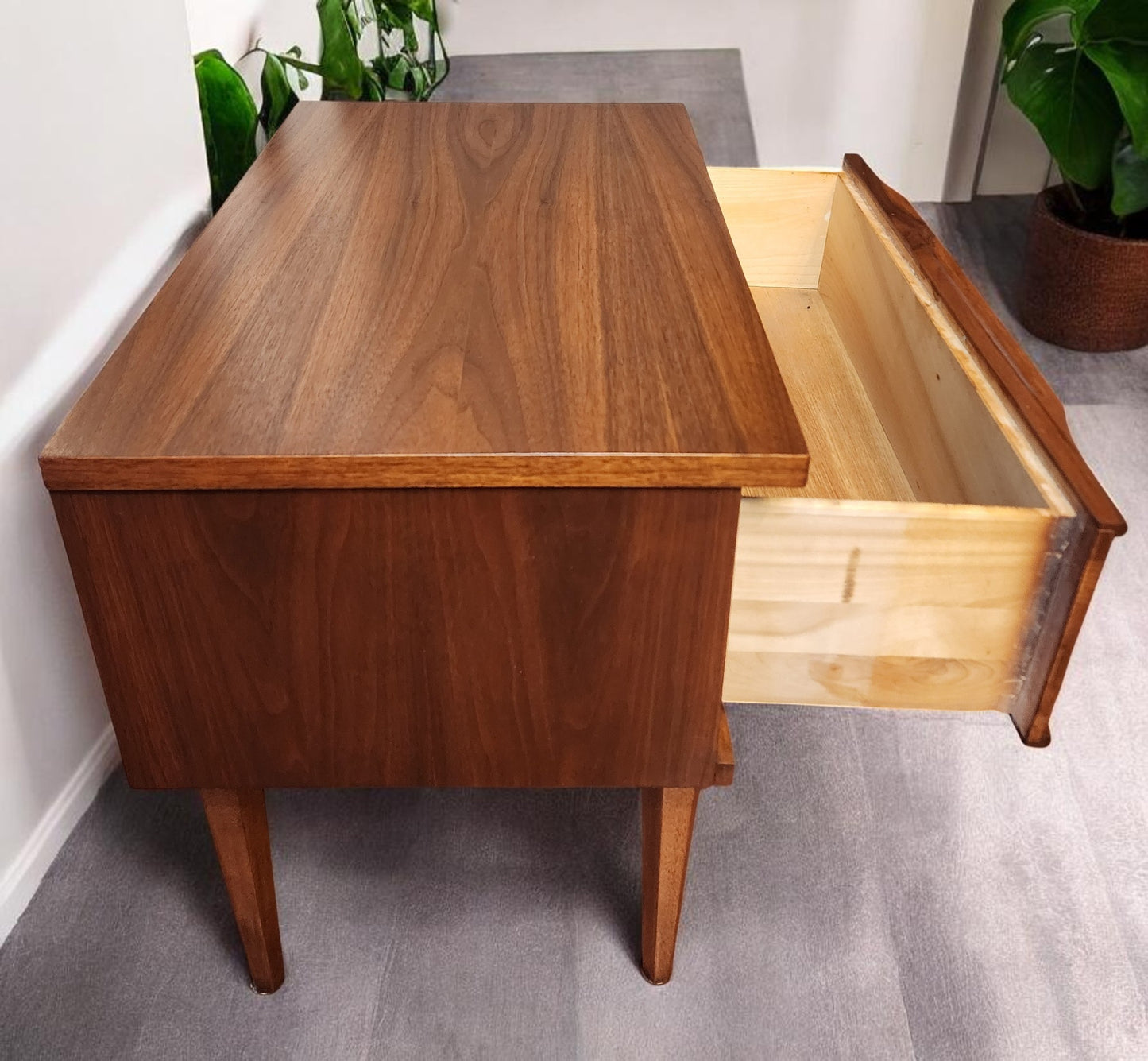 REFINISHED Mid Century Modern Walnut Nightstand