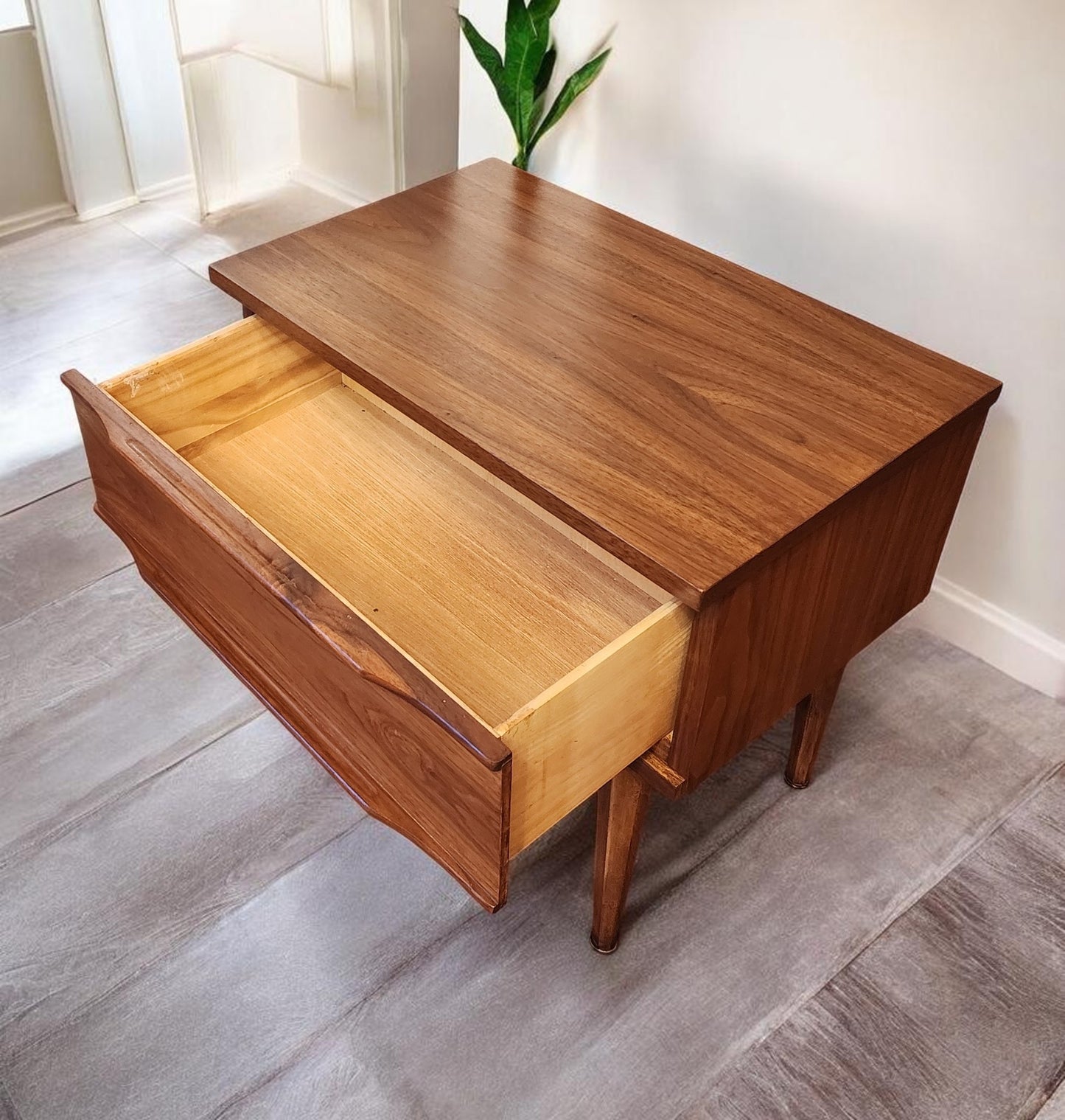 REFINISHED Mid Century Modern Walnut Nightstand