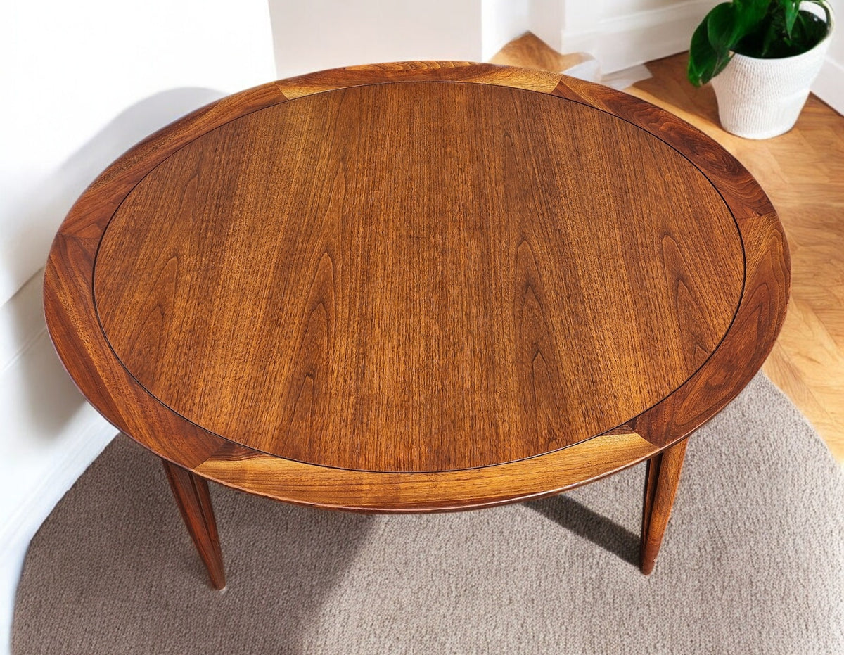 REFINISHED Mid Century Modern Walnut Round Coffee Table by Deilcraft D38