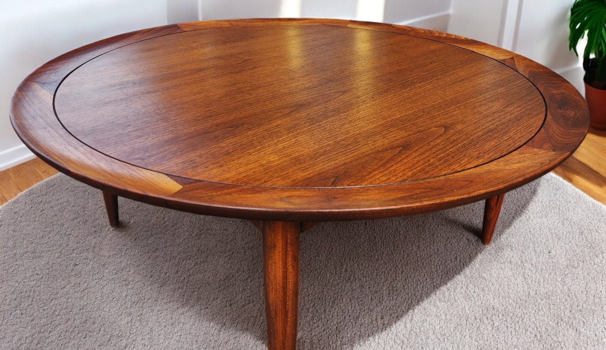 REFINISHED Mid Century Modern Walnut Round Coffee Table by Deilcraft D38