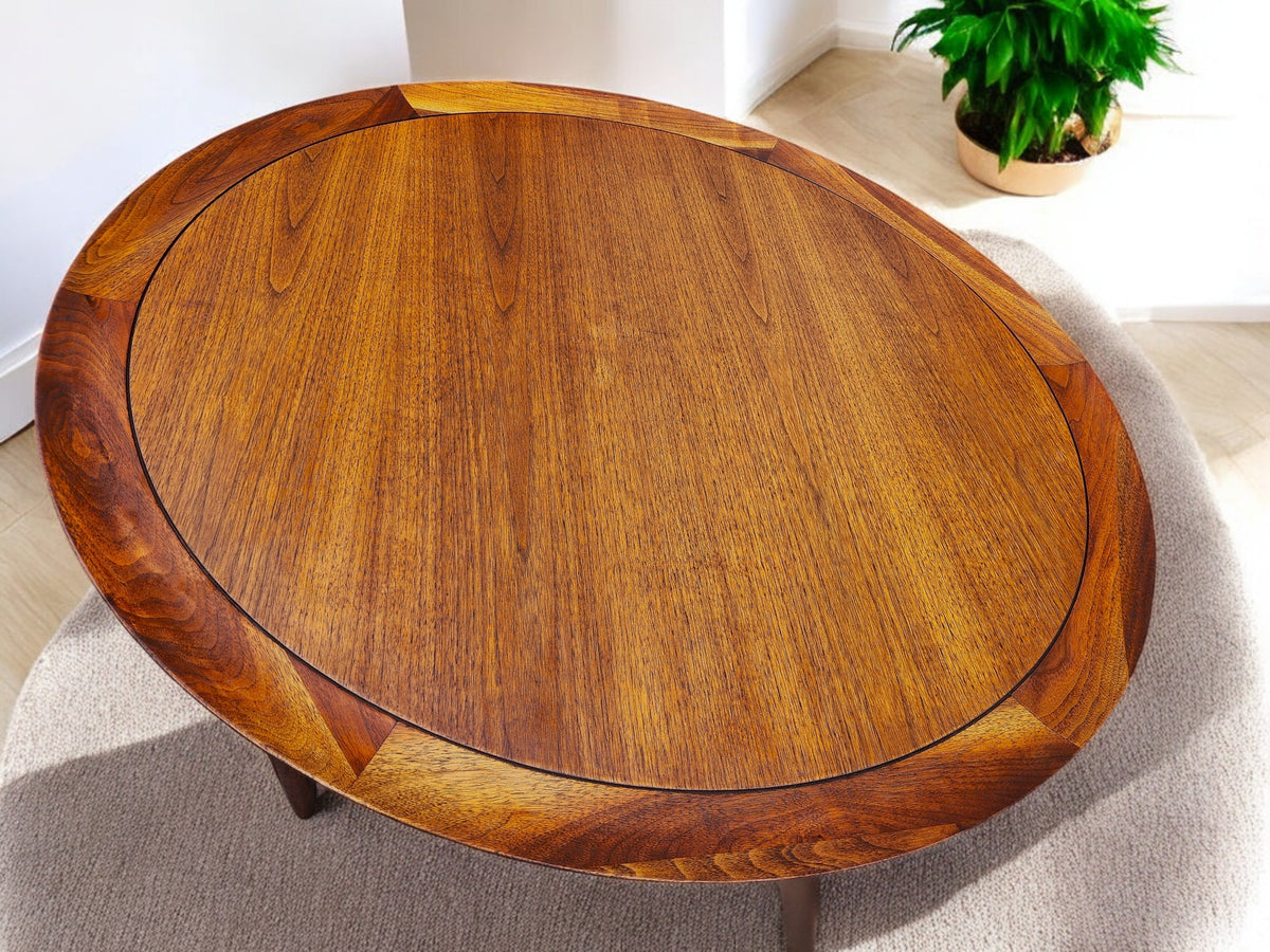 REFINISHED Mid Century Modern Walnut Round Coffee Table by Deilcraft D38