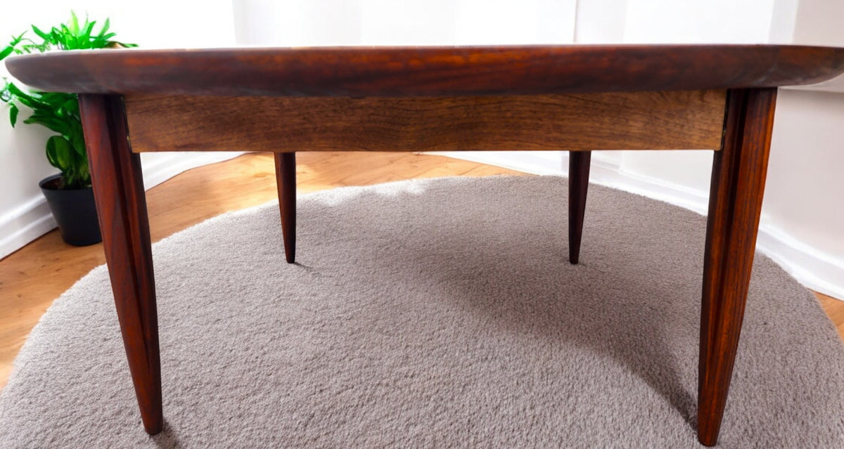 REFINISHED Mid Century Modern Walnut Round Coffee Table by Deilcraft D38