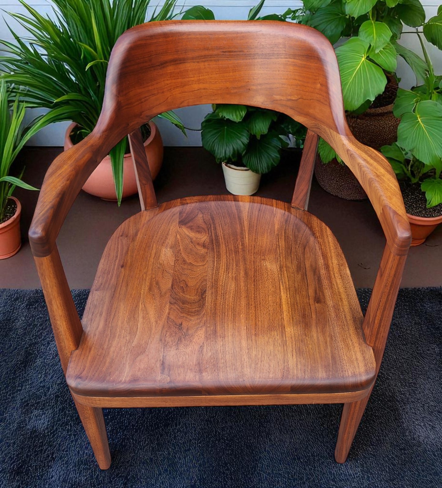 REFINISHED Mid Century Modern Jasper Walnut Sculptural Armchair