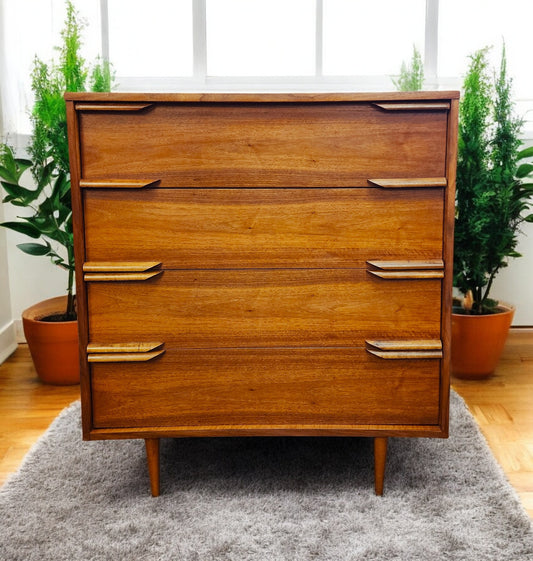 REFINISHED Mid Century Modern Walnut Tallboy 36"