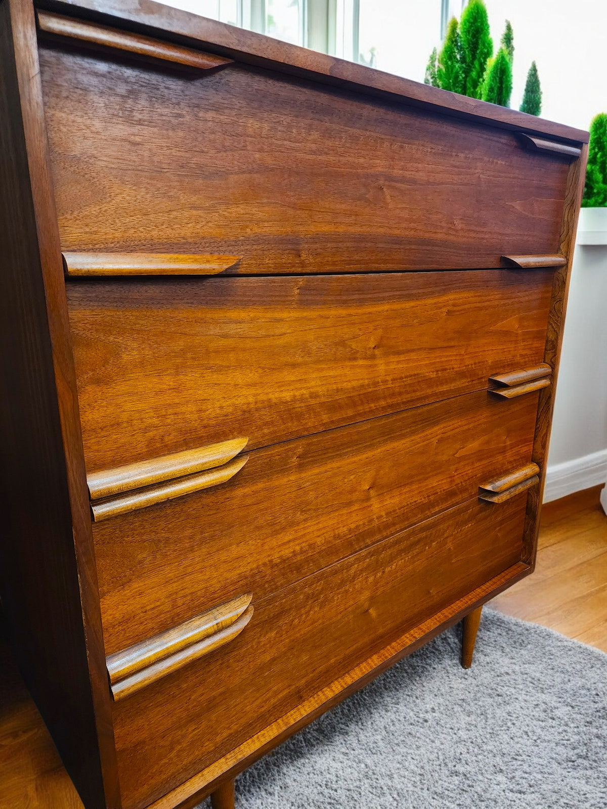 REFINISHED Mid Century Modern Walnut Tallboy 36