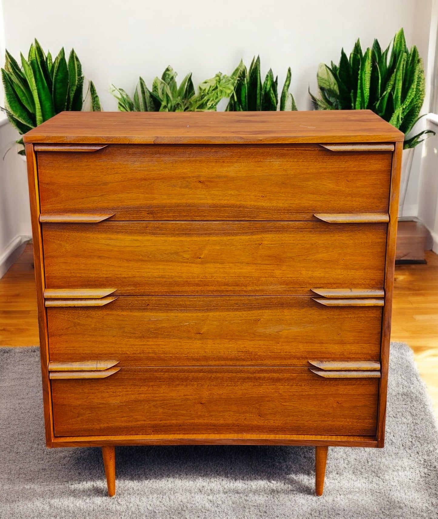 REFINISHED Mid Century Modern Walnut Tallboy 36"