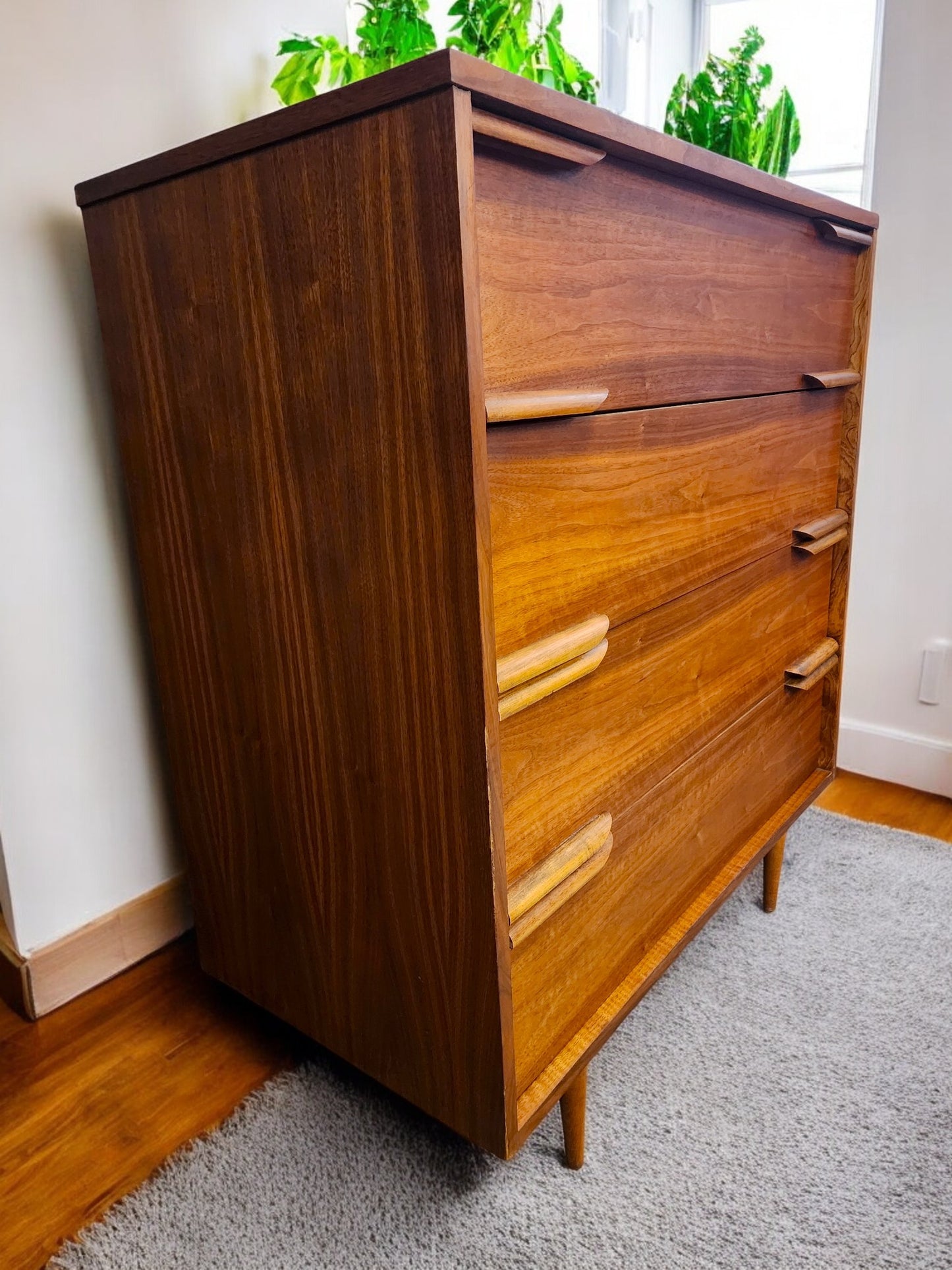 REFINISHED Mid Century Modern Walnut Tallboy 36"