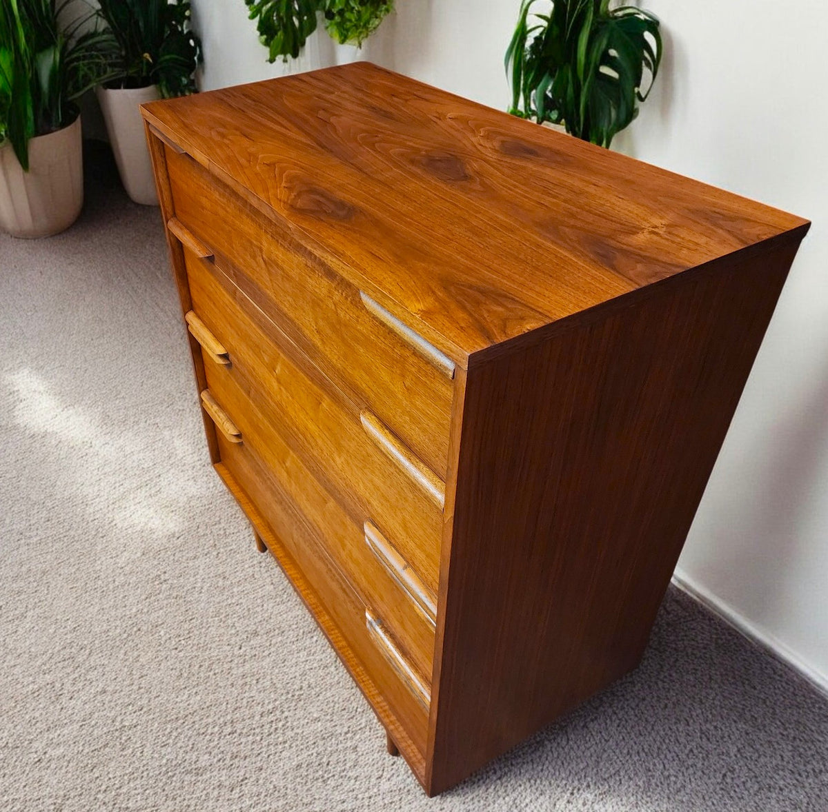 REFINISHED Mid Century Modern Walnut Tallboy 36