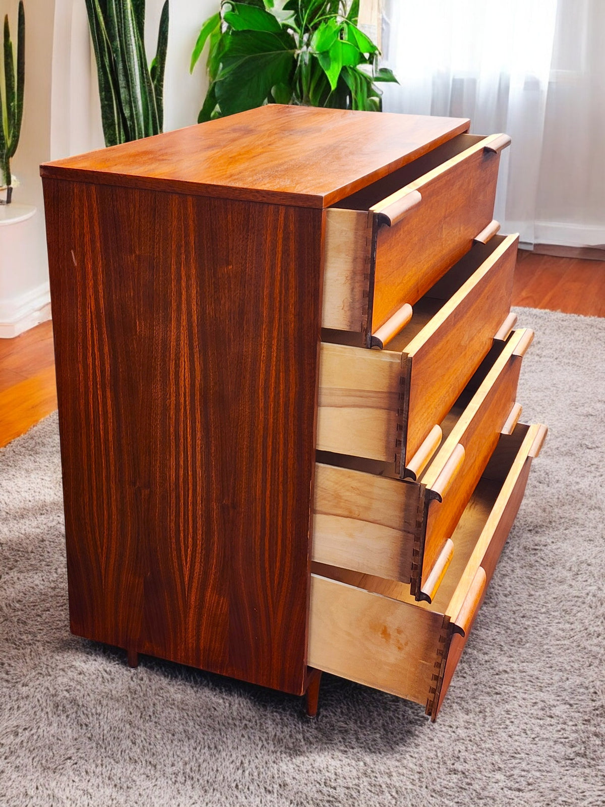REFINISHED Mid Century Modern Walnut Tallboy 36