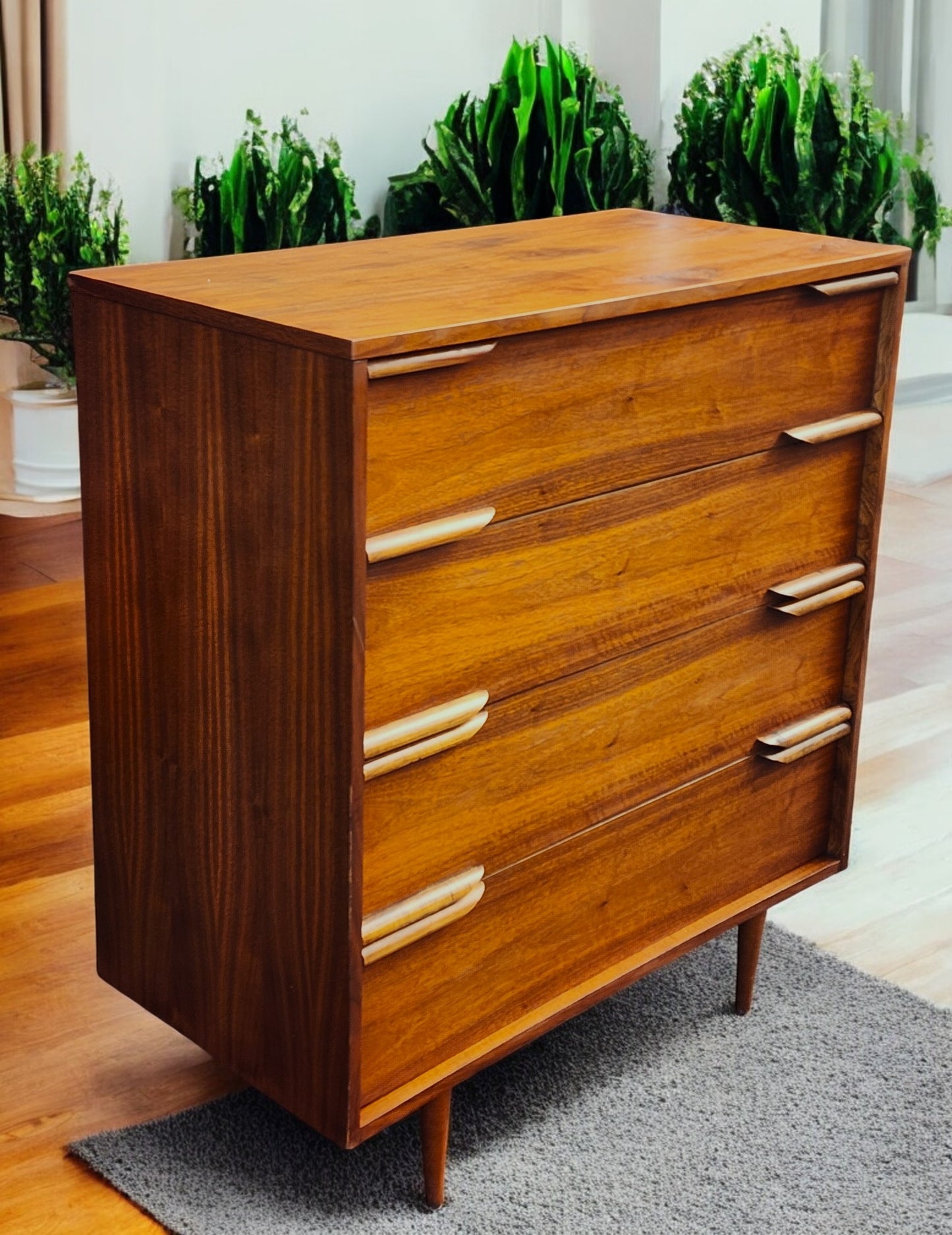 REFINISHED Mid Century Modern Walnut Tallboy 36"