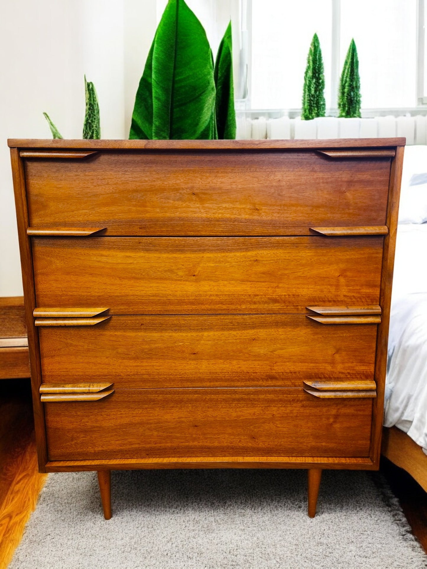 REFINISHED Mid Century Modern Walnut Tallboy 36"