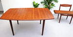 REFINISHED MCM Boat Shaped Teak Table Self storing w 2 Leaves by G. Bahus 63