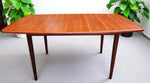 REFINISHED MCM Boat Shaped Teak Table Self storing w 2 Leaves by G. Bahus 63