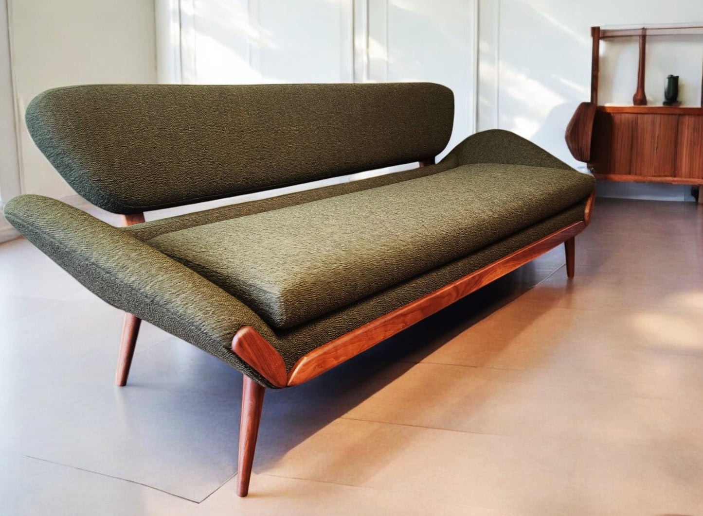 REFINISHED REUPHOLSTERED Mid Century Modern Luigi Tiengo Sofa for Cimon