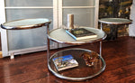 Mid Century Modern Milo Baughman Style Swivel Tiered Circles Coffee Table 29