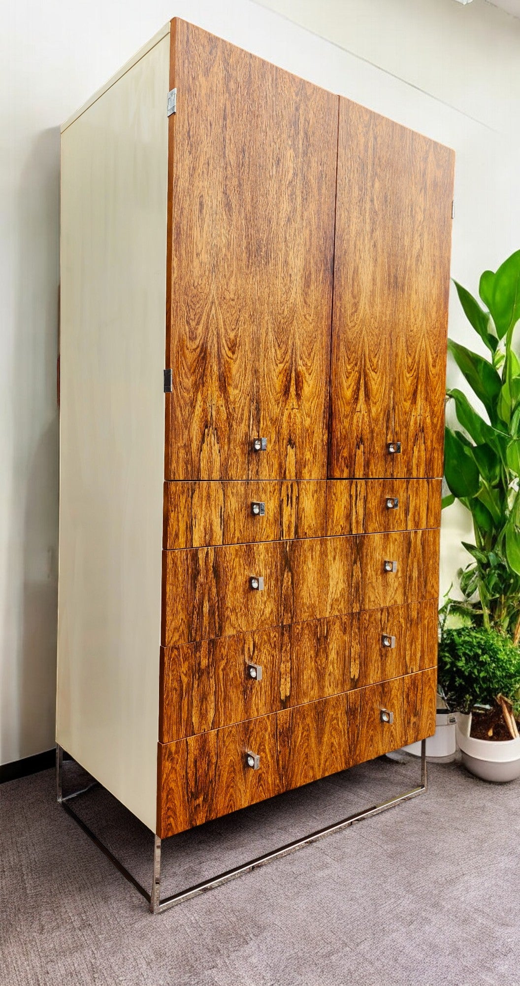RESTORED Mid Century Modern Rosewood Dresser & Armoire by Roger Rougier